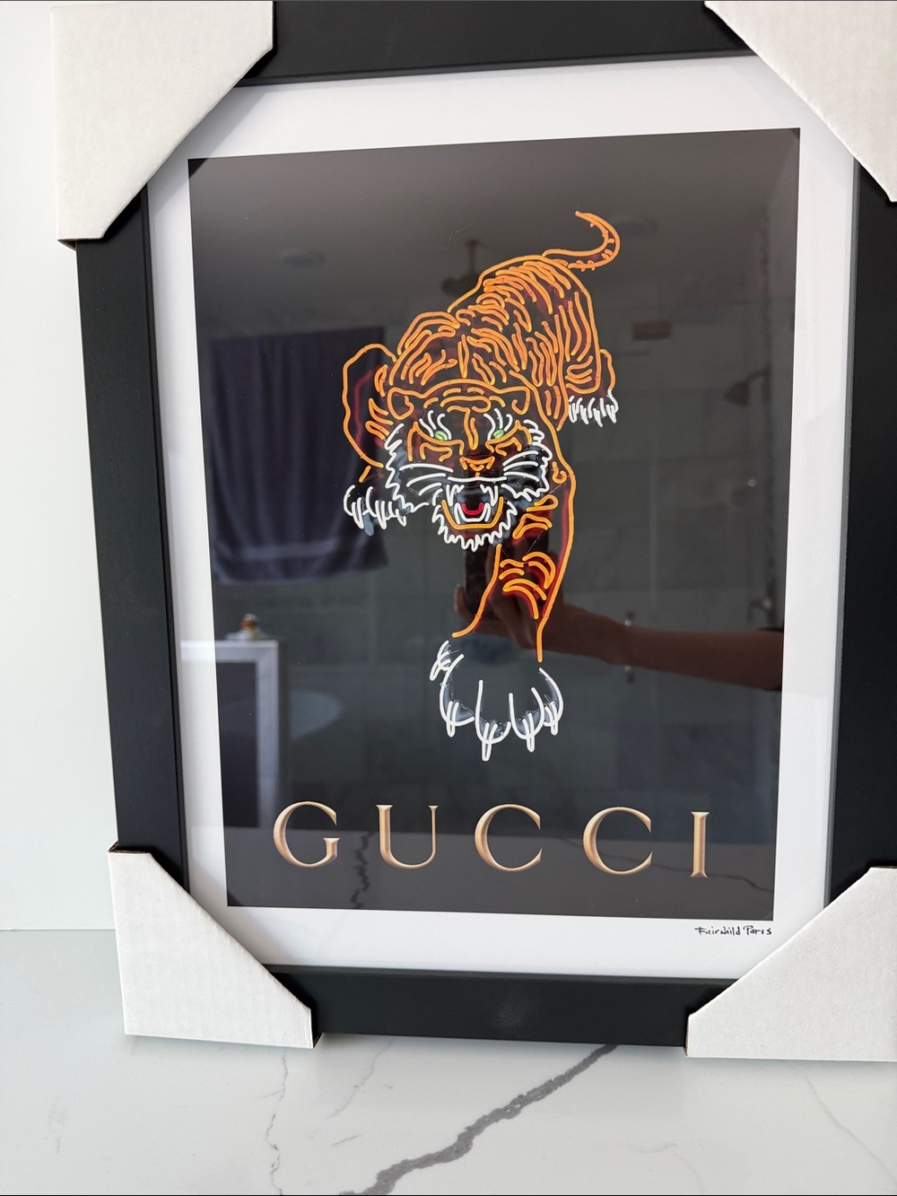 GUCCI Black Framed 14x18 Tiger Art